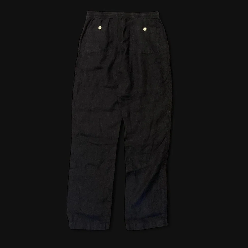 Quince black 100% European linen drawstring beach pants Men's S/32
